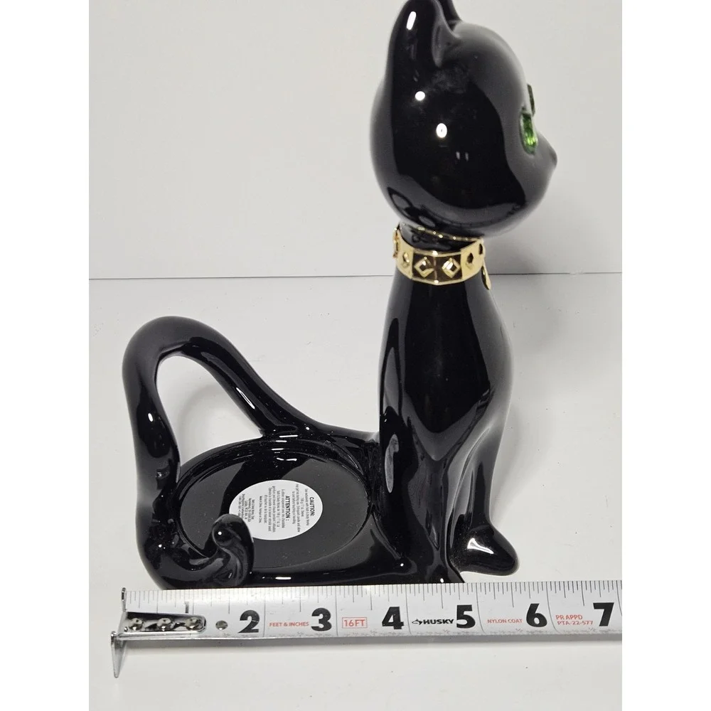 Bath & Body Works Halloween Black Cat Green Jewel Eyes Single Wick Candle Holder